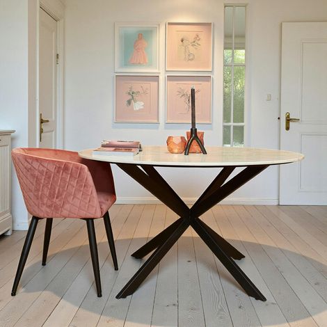 Table à manger ronde marbre blanc Ø130 cm DUOMO