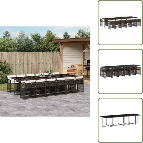 Cojines para sillas - vidaXL Set muebles de jardín 13 pzas y cojines ratán sintético marrón - Ratán sintético