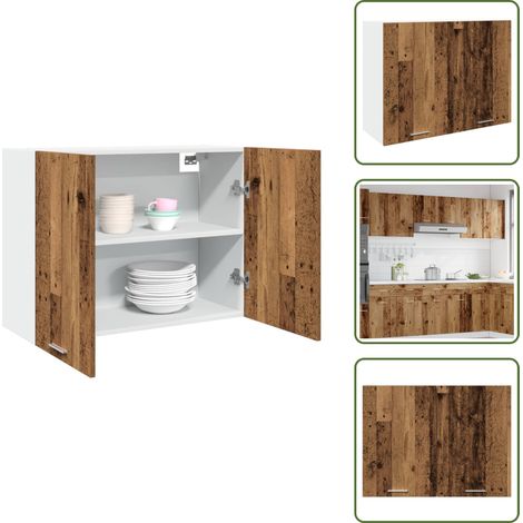 The Living Store Hängeschrank Lyon Altholz-Optik 80x31x60 cm Holzwerkstoff - Küchenmöbel (1/5)