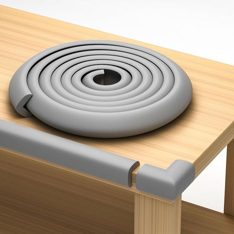 Coussins de Protection en Mousse pour Enfants et bébés - 4,6 m - 4 Coins Autocollants - sans Danger pour Table, cheminée, Plan de Travail - Gris (1/5)