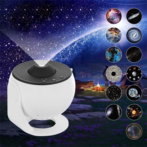 Projecteur Étoiles - Projecteur Galaxie 12 En 1 - Rotation 360° - Pour Chambre Enfant Adulte - Blanc (1/5)