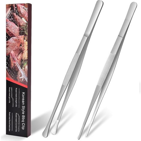 2 Pièces Pince, Acier Inoxydable 304, Bout Rond Et Droit, Antidérapant, Cuisine Barbecue Pâtisserie (1/5)