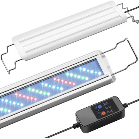 Éclairage LED Aquarium avec Minuteur Automatique Rampe Lumineuse Spectre Complet pour Plantes et Poissons Support Extensible (1/5)