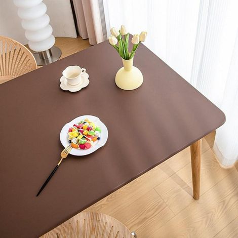 Housse de table extensible rectangulaire 80x140cm Marron - Essuyable, imperméable, avec élastique