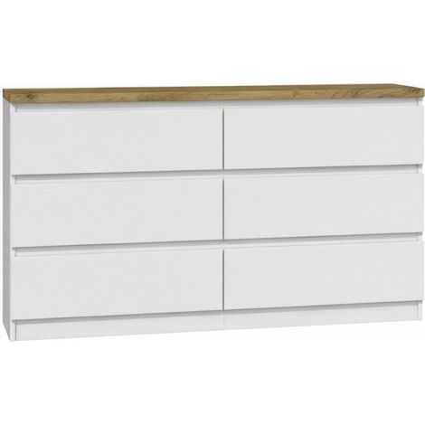Kommode mit 6 Schubladen 120 weiß matt Lancelot-Platte Sideboard Bella (1/5)