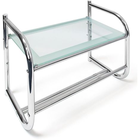 Estante toallero de pared con balda 60 x 20 x 10 cm 2 barras de secado diseño elegante en acero cromado 130003256 (1/5)