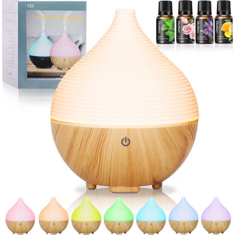 Difusor de aceites esenciales, difusor de aromaterapia de 160 ml, humidificador LED de 7 colores, difusor con apagado automático, difusor de aromaterapia para sala de estar, dormitorio, yoga, masaje (1/5)