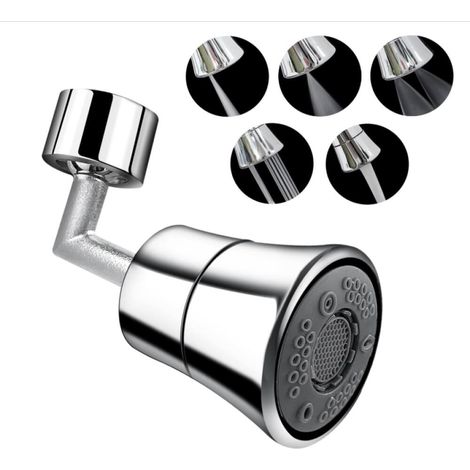 Aérateur de robinet pivotant à 720°, 5 modes, avec adaptateur de buse universel M22/M24, filetage M22 et M24 (1/5)