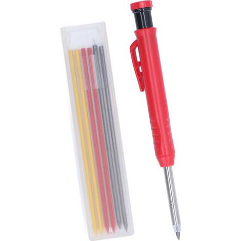 Stylo de traçage menuiserie 2.8mm pointe carbure avec 3 recharges de couleur, outil de marquage multifonction pour bois (1/5)