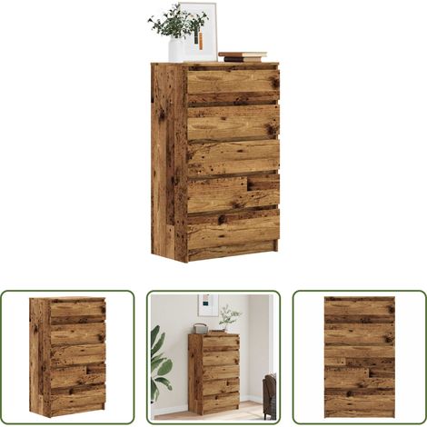 Altholz Optik - Schubladenschrank Altholz-Optik 60x36x103 cm Holzwerkstoff (1/5)