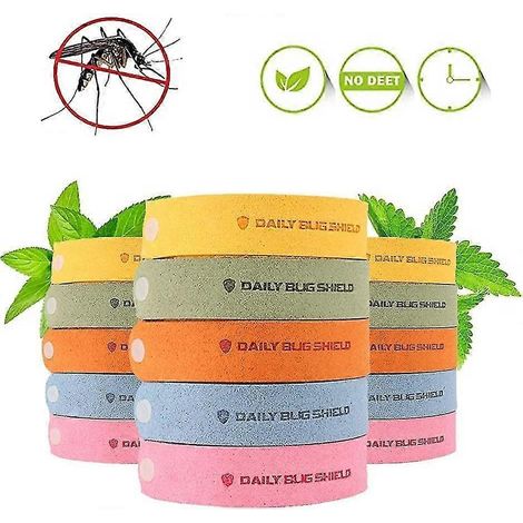 Bracelets anti-moustiques 5 couleurs, sans DEET, ajustables, sûrs pour enfants et adultes, résistants à l'eau et durables. (1/5)