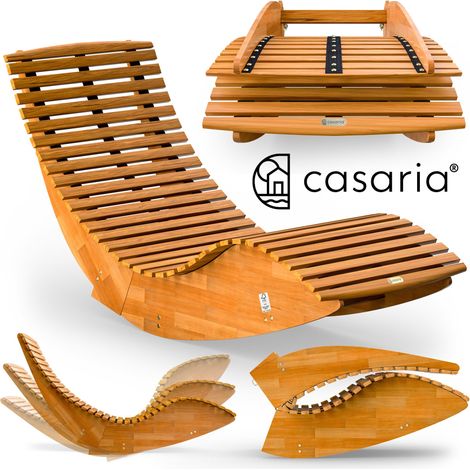 CASARIA® Sonnenliege Klappbar Wetterfest Holz 160kg Belastbarkeit Pflegeleicht FSC®-zertifiziert Akazie Garten Balkon Sauna Liege Holzliege Relaxliege 195x60cm