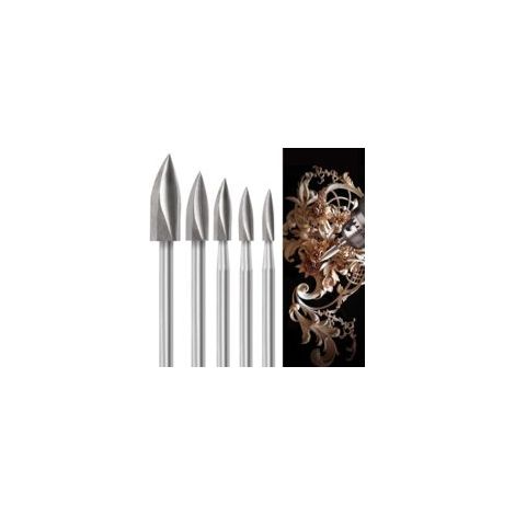 Sculpture sur Bois Jeu de Mèches pour Outil Rotatif, 5 pièces Mèches de Sculpture sur Bois avec Tige de 1/8 pouces pour Bricolage, Travail du bois, Gravure, Sculpture, Perçage et Ponçage (1/5)