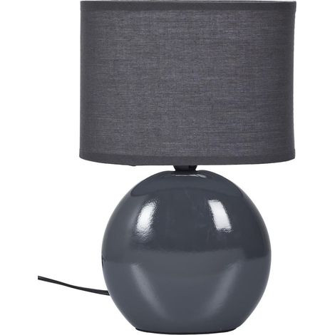 Lampe à poser ovale porcelaine gris anthracite (H30cm)