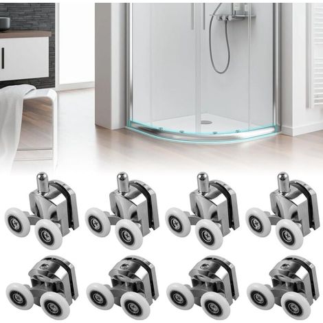 Ineasicer Lot de 8 Rouleau de Porte de Douche, 23 mm Roulettes Doubles pour Porte de Douche, pour le Bricolage en Verre de 4 à 6 mm, Roulette Porte Coulissante Douche pour Cabine de Douche (1/4)