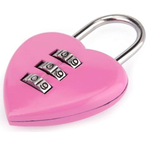 1 cadenas à combinaison rose en forme de cœur pour filles et femmes, mini mot de passe à 3 chiffres réinitialisable pour casier à domicile et école (1/5)