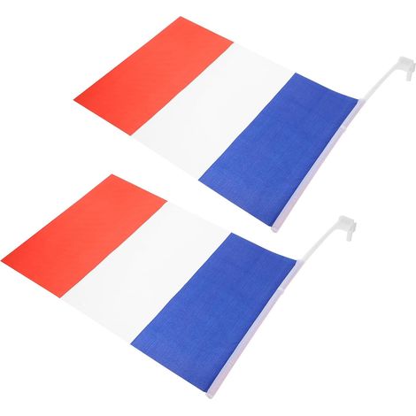 Decorative Polyester Vehicle Flags 30x20 cm, Set of 2, French Flags, Easy Attachment, Ideal for Events and Private Cars (1/5)