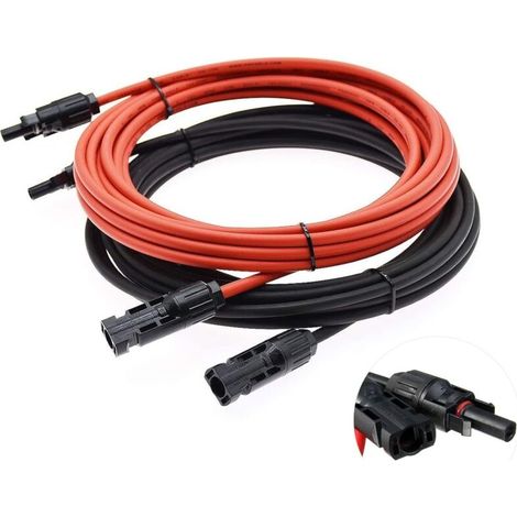 Câble de rallonge - Câble solaire - Rouge/noir - 4mm² - Avec connecteur solaire monté ( 5 m)-LIAIKI (1/5)