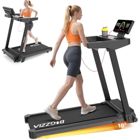 BIGZZIA – Laufband mit 10 % Steigung – Elektrisches Laufband – 1–12 km/h – 3,0 PS Motor – LED-Anzeige – Lauffläche 40 x 97 cm (1/5)