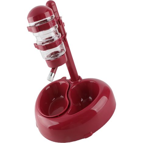 Distributeur d'eau sur pied pour animaux de compagnie, gamelle en forme de cœur à hauteur réglable, rouge vin (1/5)