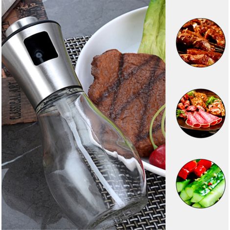 Vaporisateur d'huile 200 ml, flacon pulvérisateur portable en verre pour huile d'olive, idéal pour la cuisine, la cuisson de salades, de pain et autres préparations pâtissières. (1/5)