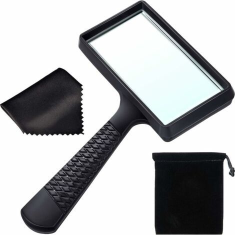 Loupe Portable 5X, 3.77 x 1.89 Pouces Loupe Rectangulaire, Lentille en Verre Résistant aux Rayures pour Les Personnes Âgées Lecture, Passe-Temps, Réparation, Observation (1/5)