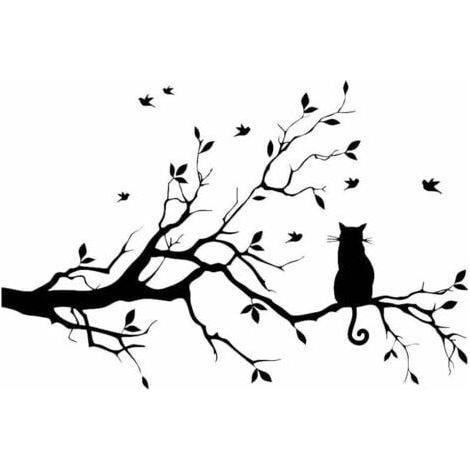 57,9 x 38,1 cm Stickers muraux amovibles en vinyle pour chambre d'enfant Motif branches d'arbre Noir (1/4)