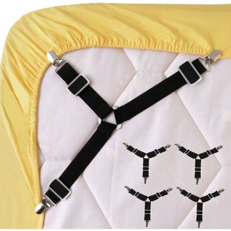 Wommty 4 pezzi con lenzuolo regolabile triangolo cinghie elastiche bretelle Gripper Holder Clip per lenzuola, fodere per materasso, divano, cuscino e cuscino per sedia (1/5)
