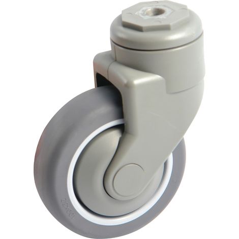 Roulette polyamide caoutchouc gris 125mm à oeil pivotante avec frein - AVL - 590893DR