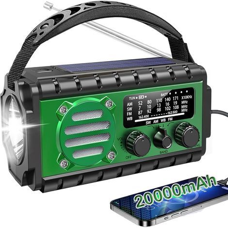 20000mAh Überlebens-Dynamo-Radio, SW/AM/FM Überlebens-Dynamo-Taschenlampe, Akku mit hoher Kapazität, tragbares Handy-Ladegerät, SOS, Taschenlampe, Handkurbelradio, ideal für Notfälle/ (1/5)