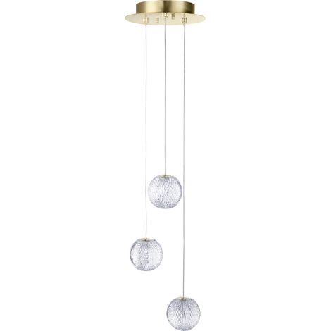 Visconte Tutti Ceiling Pendant LED 3 Light With Cut Glass Ball Shade - Gold (1/5)