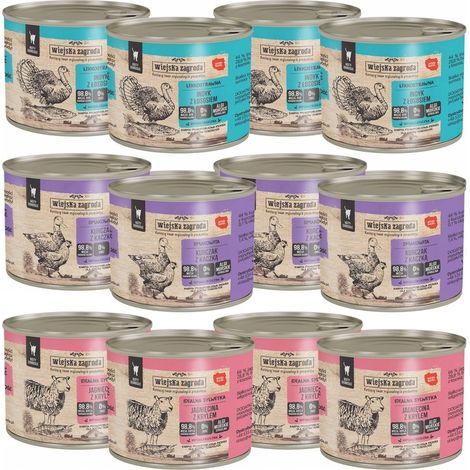 WIEJSKA ZAGRODA Cibo umido per gatti, mix di gusti, 12 x 200 g, senza cereali