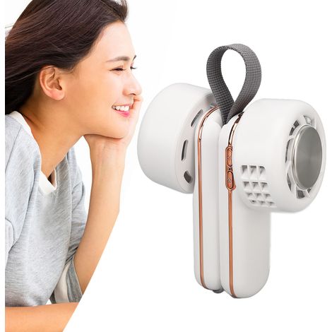 Halbleitergekühlter Nackenventilator, Mini-tragbarer Outdoor-Ventilator, wiederaufladbar über USB, weiß. (1/5)