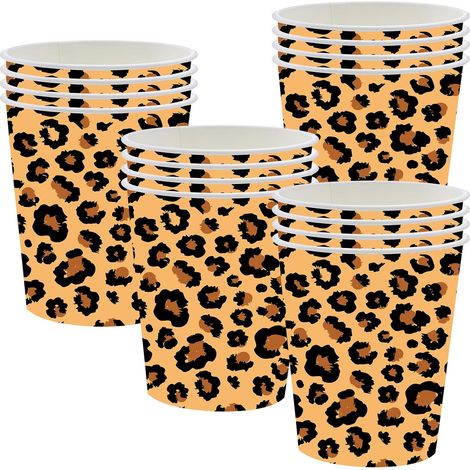 Gobelets En Papier Léopard - Lot De 16 - Thème Safari Jungle - Pour Fête D'Anniversaire Enfant (1/5)