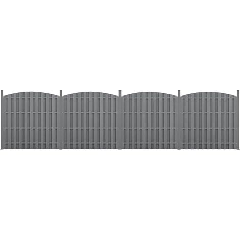 4 pièces de clôture barrière brise vue brise vent bois composite WPC demi-cercle arrondi 185 x 747 cm gris