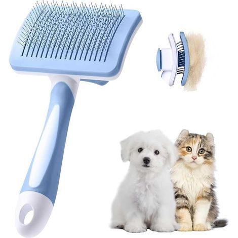 Brosse,Autonettoyante pour Poils pour Chiens de Petite,Brosse pour Chat/ Animaux de Compagnie,Pour Eliminer des Tomentose Sous-poil Tangles-Bleu (1/5)