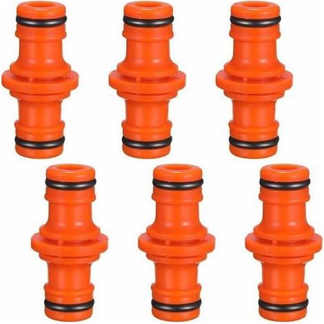 Lot de 6 raccords de tuyau double mâle pour raccord de tuyau d'arrosage (orange) (1/5)
