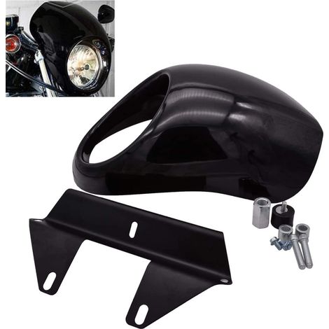 Alloggiamento faro - Kit di montaggio visiera parasole per fari montati su forcella - Per modelli Harley Sportster Cafe Drag Dyna FX XL dal 1973 in poi