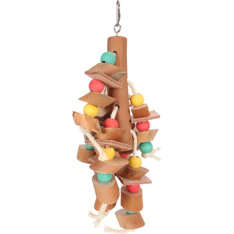 Jouet Pour Oiseaux - Blocs En Bois Naturel Avec Cuir Et Colorants Alimentaires - Pour Perroquets, Calopsittes, Inséparables Et Perruches - 1 Pièce (1/5)