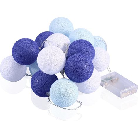 20 guirnaldas de luces, bolas de algodón de 6 cm, LED de bajo consumo, decoración para habitación infantil. (1/5)