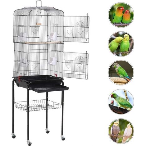 Vogelkäfig Vogelbauer Vogelvoliere MIT Rollen Wellensittichvogelkäfig kanarienvögelkäfig (1/5)