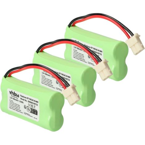 vhbw 3x Akku kompatibel mit GE 30522EE1, 30522EE4, 30522EE3, 31591, 30524EE2, 30522EE2 schnurlos Festnetz Telefon (800 mAh, 2,4 V, NiMH) (1/5)