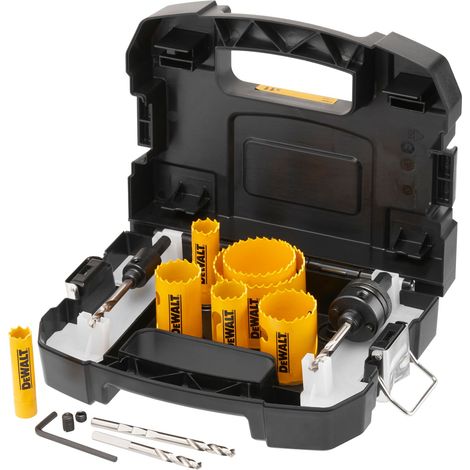 DeWalt Lochsägen-Set BIM Elektriker, 11-tlg., 16-64 mm, 2x Adapter, 2x Zentrierbohrer, DT90351-QZ (1/3)