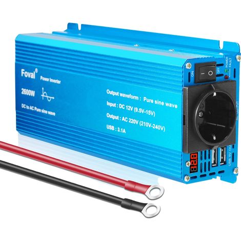 Onduleur à onde sinusoïdale pure, 12V à AC 220V, puissance de crête 1000W, 12V 220V 2600W (1/2)