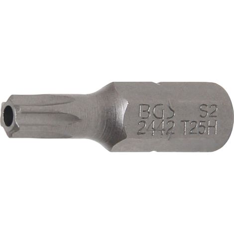 BGS Punta de 25 mm Cuadradillo de 6,3 mm (1/4") T-Star (para Torx) con orificio T25 - 2442
