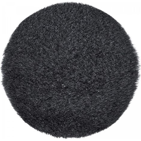 Tapis shaggy Ø100cm gris foncée tufté rond motif uni LAVENT