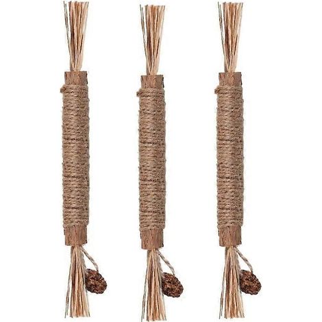 Katzenkauspielzeug, Zahnreinigung, Matatabi-Stick für Kätzchen, Set mit 3 großen Anti-Stress-Kausticks, natürliche Mundpflege.