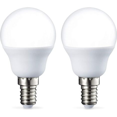 Pack of 2 small round LED bulbs P45, Edison screw base E14, 5W (40W equivalent), warm white, non-dimmable (1/4)