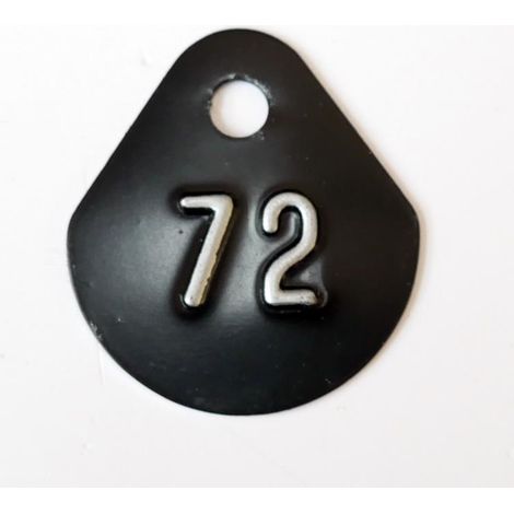 Chiffre goutte d'eau fond noir (à l'unité) estampé "72" en relief blanc hauteur d'écriture 11mm DERANCOURT
