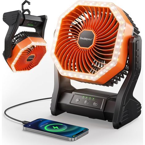 Ventilatore da campeggio a LED da 20000 mAh, ventilatore da scrivania USB, ventilatore per ricaricare il cellulare, 4 velocità del vento per camera da letto, ufficio, picnic (1/5)